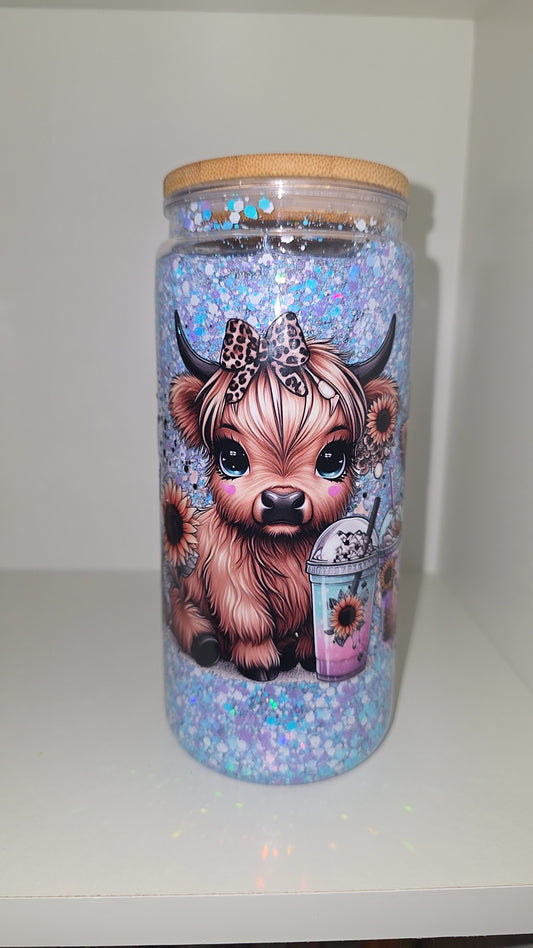 Baby cow snowglobe cup